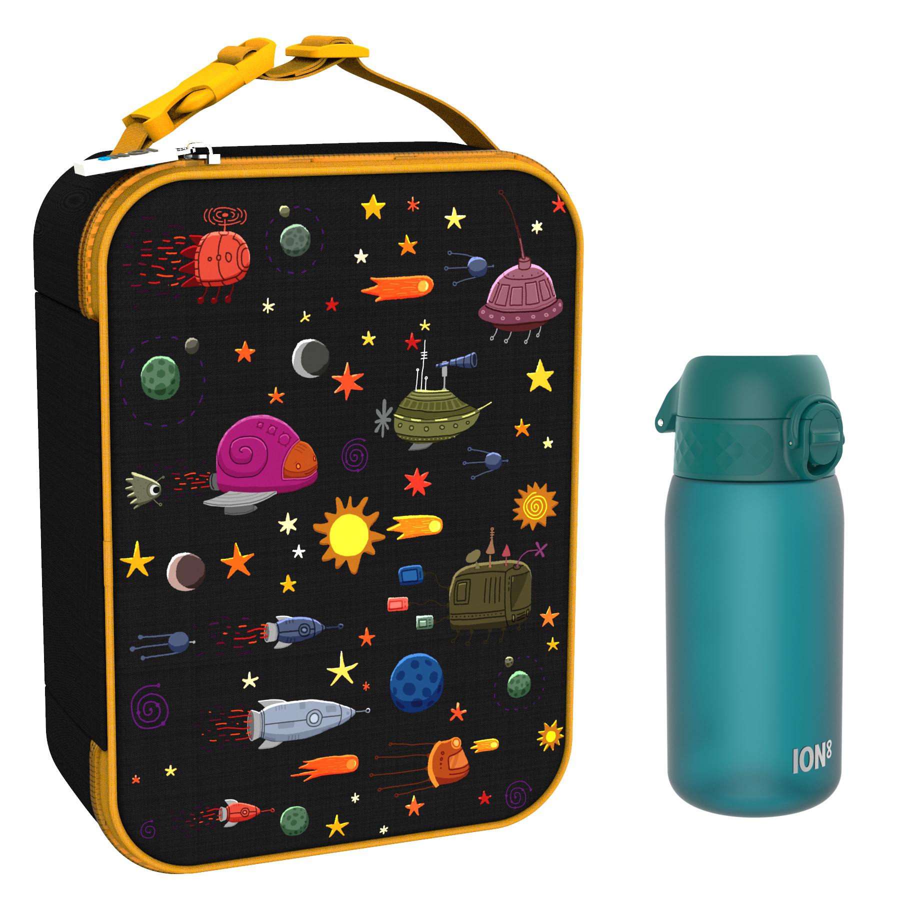 Ion8 zestaw: lunchbag Planety, 1 szt. + bidon na wodę, poj. 0,4 l, 1 szt.