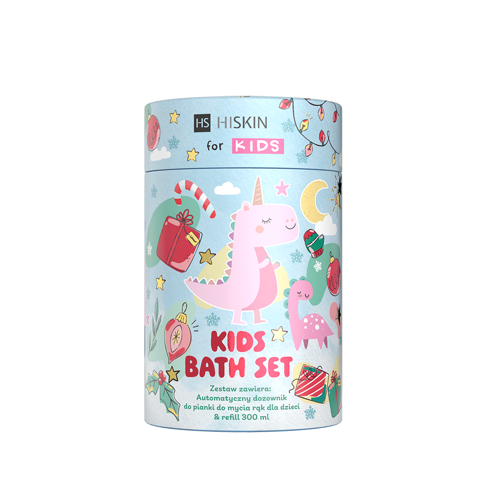 Hiskin Pink Dino zestaw: automatyczny dozownik do pianki do mycia rąk, 1 szt. + refill, 300 ml