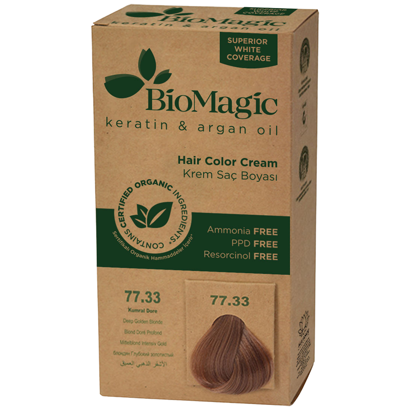 Biomagic Keratin&Argan oil farba do włosów głęboki złoty blond 77.33, 250 g