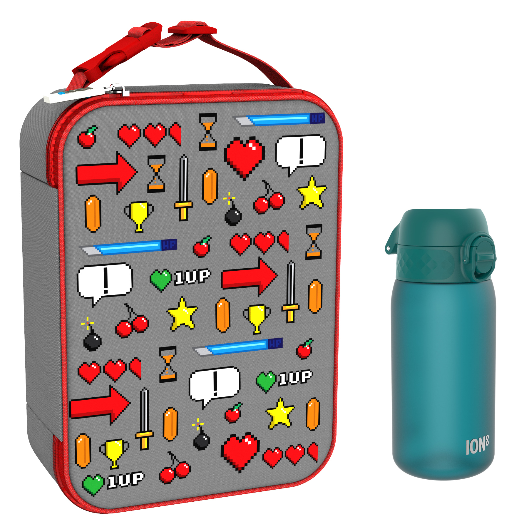 Ion8 zestaw: lunchbag Gamer, 1 szt. + bidon na wodę, poj. 0,4 l, 1 szt.