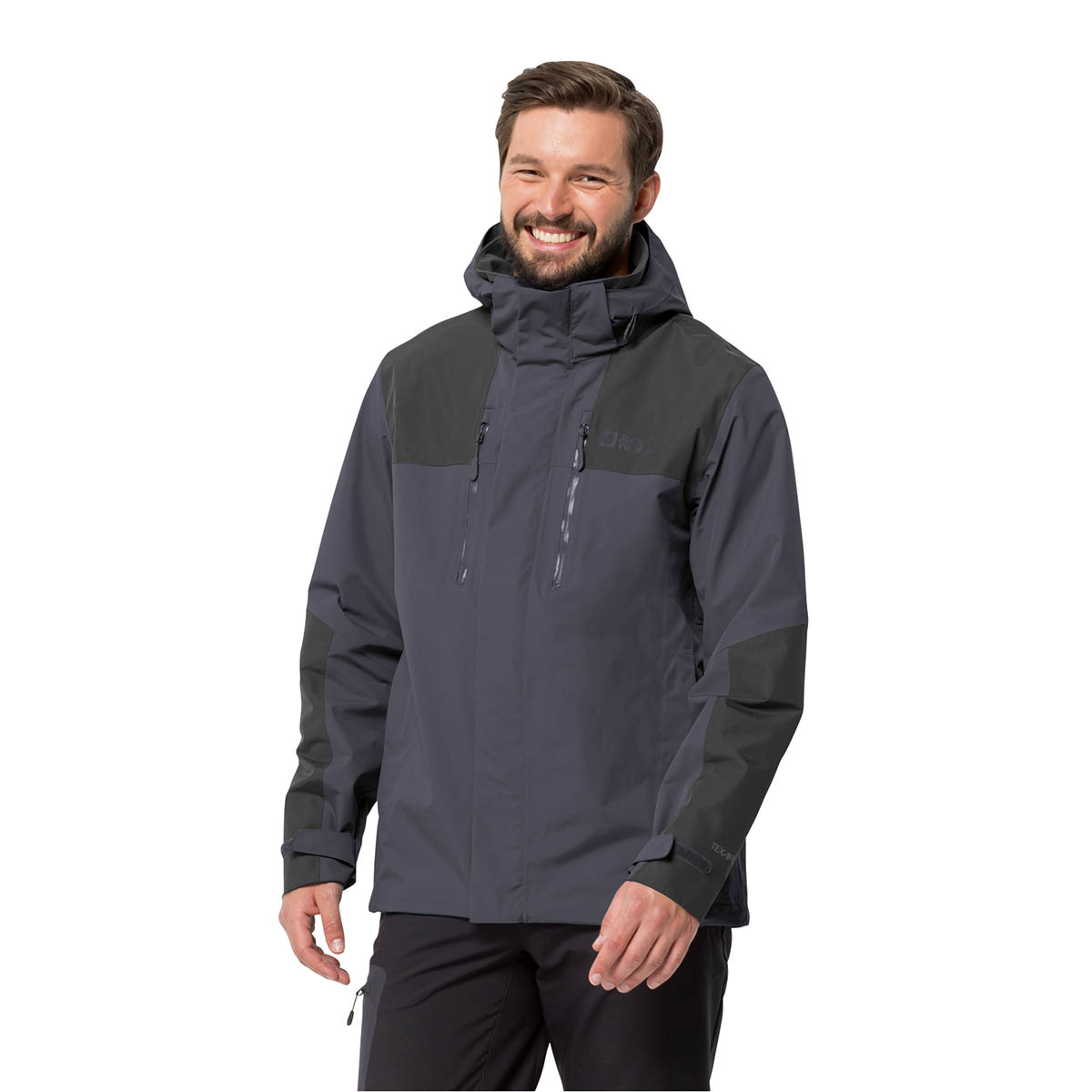 Męska kurtka przeciwdeszczowa Jack Wolfskin JASPER JKT MEN ebony - L