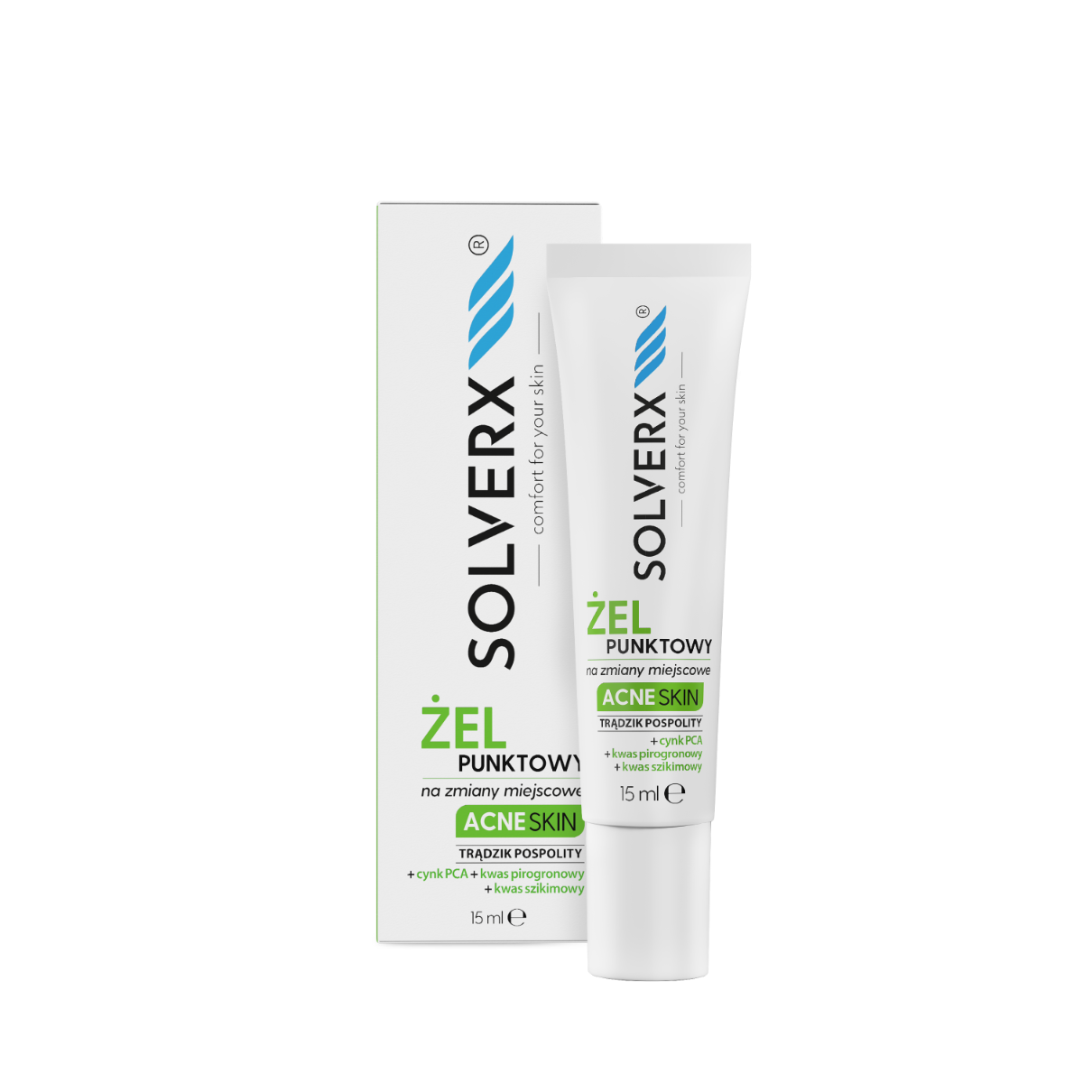 Solverx Acne Skin żel punktowy na niedoskonałości, 15 ml