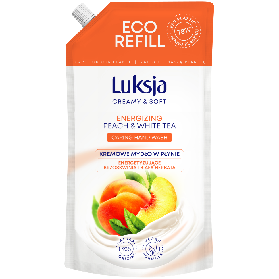 Luksja Creamy & Soft Brzoskwinia i Biała herbata zapas kremowego mydła w płynie, 900 ml
