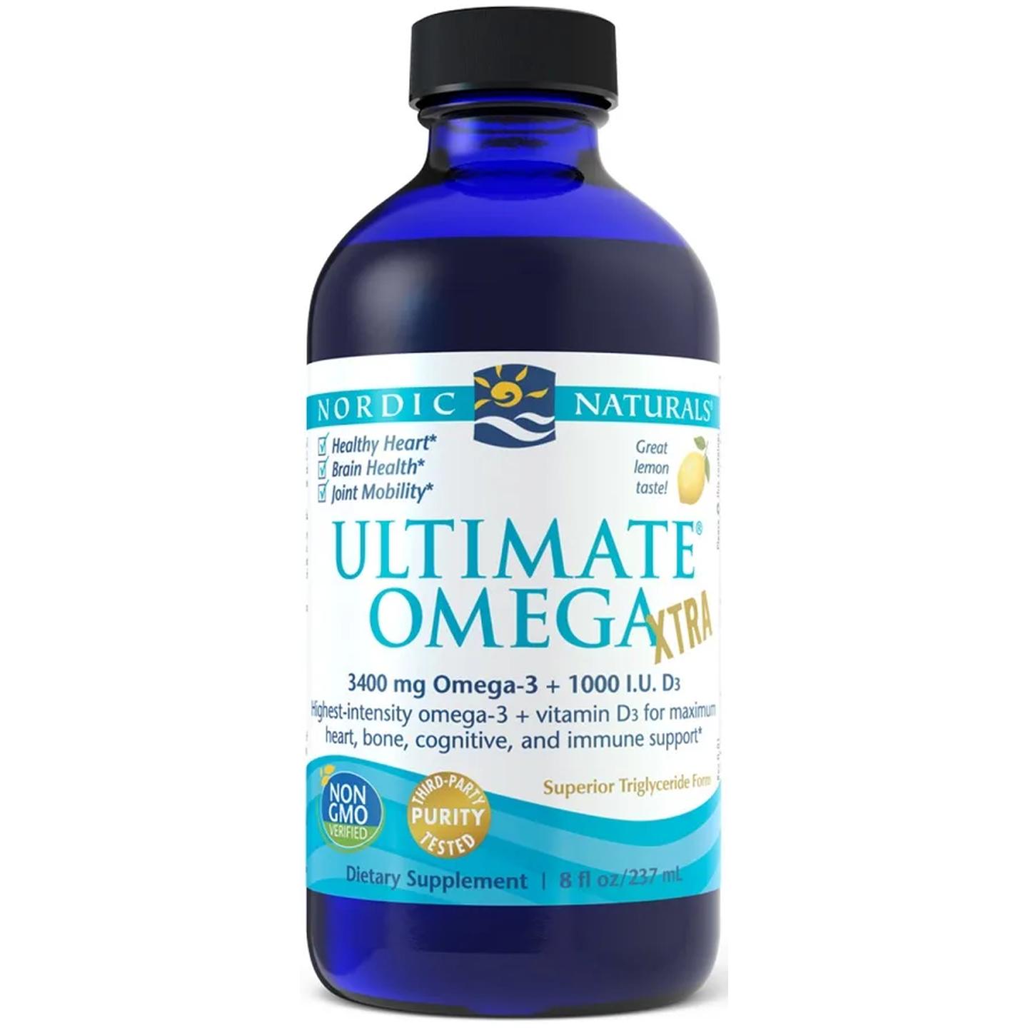 Nordic Naturals Ultimate Omega Xtra suplement diety, 3400mg Omega 3+ witamina D3, Cytryna, 237 ml