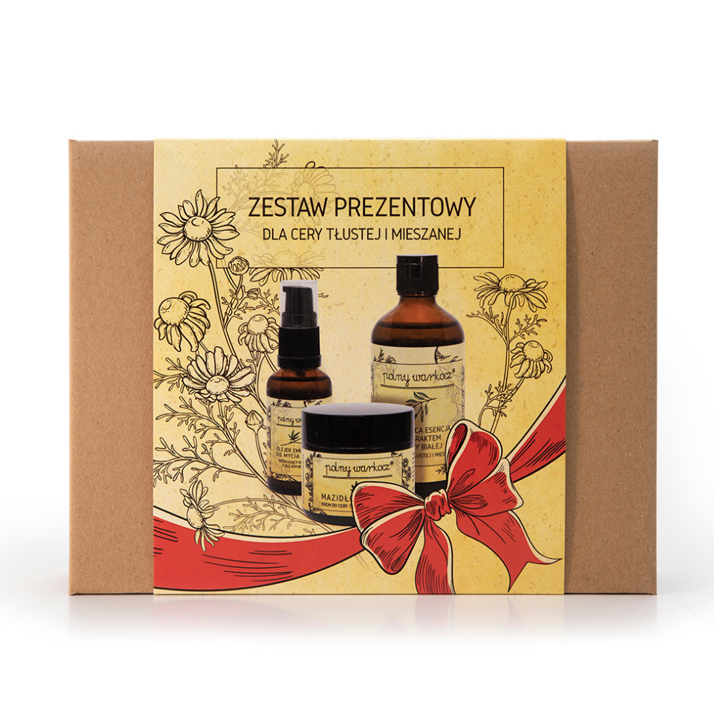 Polny Warkocz zestaw prezentowy: mazidło konopne, 50 ml + esencja z ekstraktem wierzby białej, 100 ml + regulujący koncentrat do twarzy, 30 ml