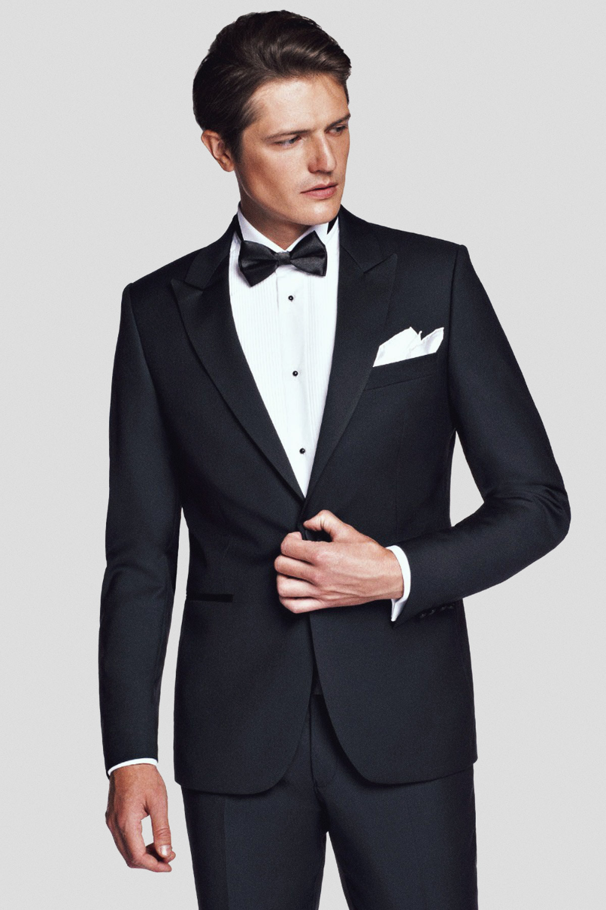 Lancerto Marynarka Czarna z Wełną Smokingowa Lincoln