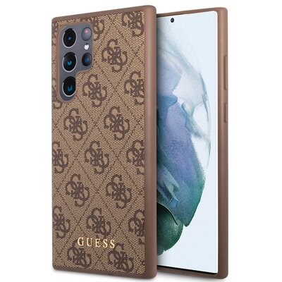 Etui GUESS 4G Metal Gold Logo do Samsung Galaxy S23 Ultra Brązowy