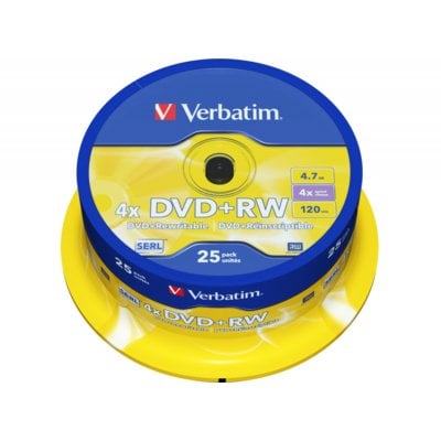 Płyta VERBATIM Matt Silver DVD+RW, 4.7 GB, 4x (25 szt.)