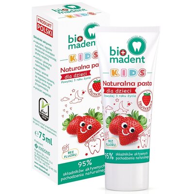 Pasta do zębów BIO MADENT Naturalna Truskawka 75 ml