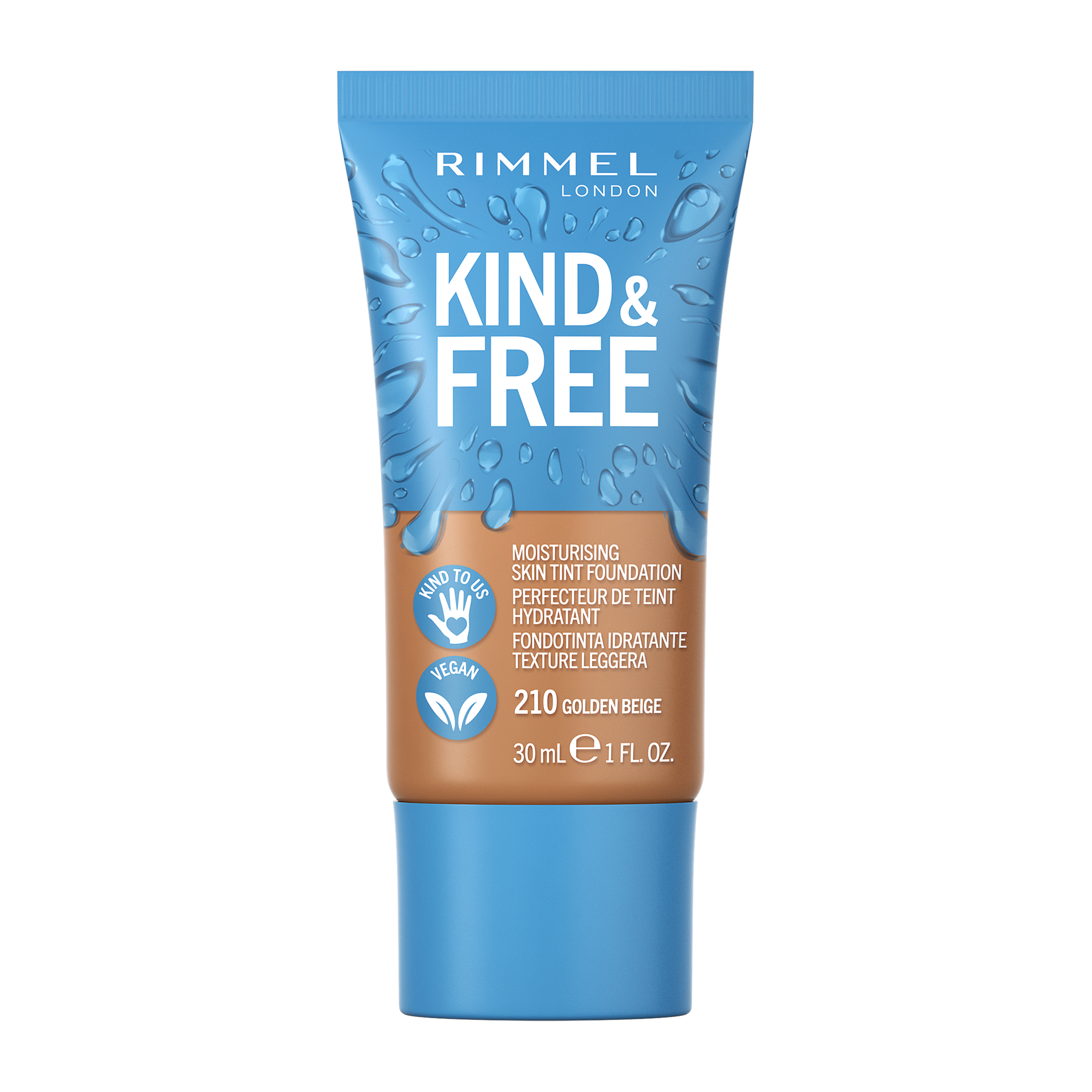 Rimmel Kind & Free Wegański podład nawilżający do twarzy 210 Golden Beige, 30 ml