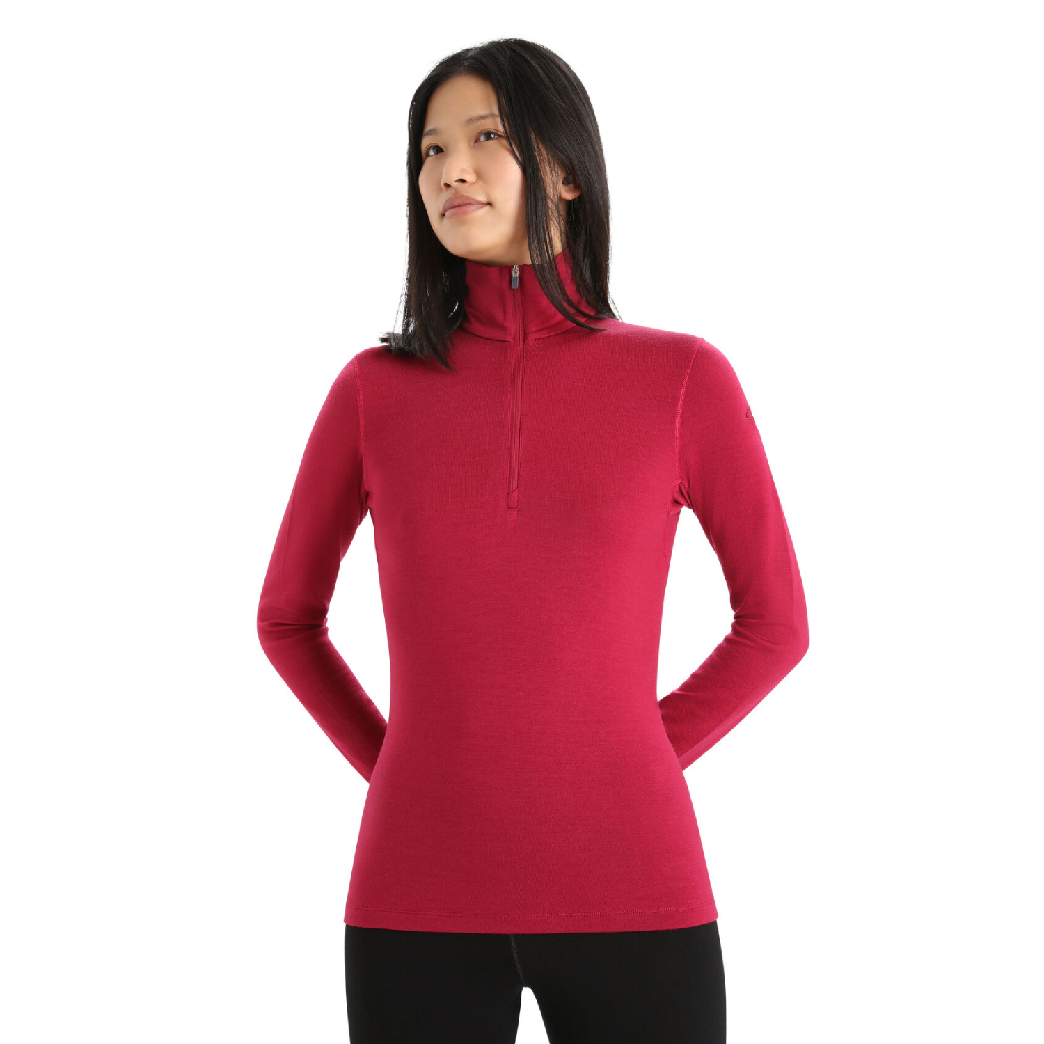 Damska bluzka termoaktywna Icebreaker Merino 200 Tech Long Sleeve Half Zip cherry - XS