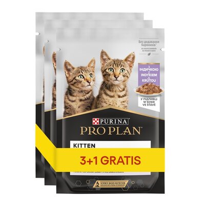 Karma dla kota PURINA Pro Plan Junior Indyk 3+1 gratis (4 x 85 g)