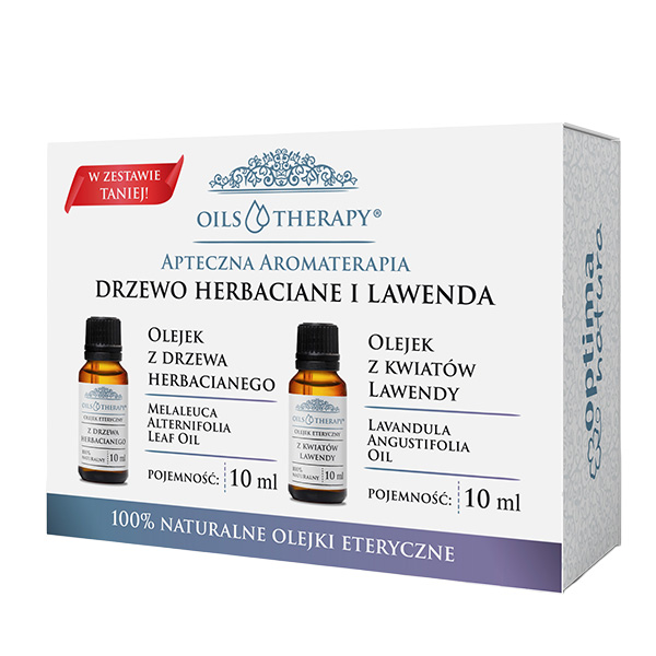 Optima Natura Apteczna Aromaterapia zestaw: olejek eteryczny z drzewa herbacianego, 10 ml + olejek eteryczny lawendowy, 10 ml