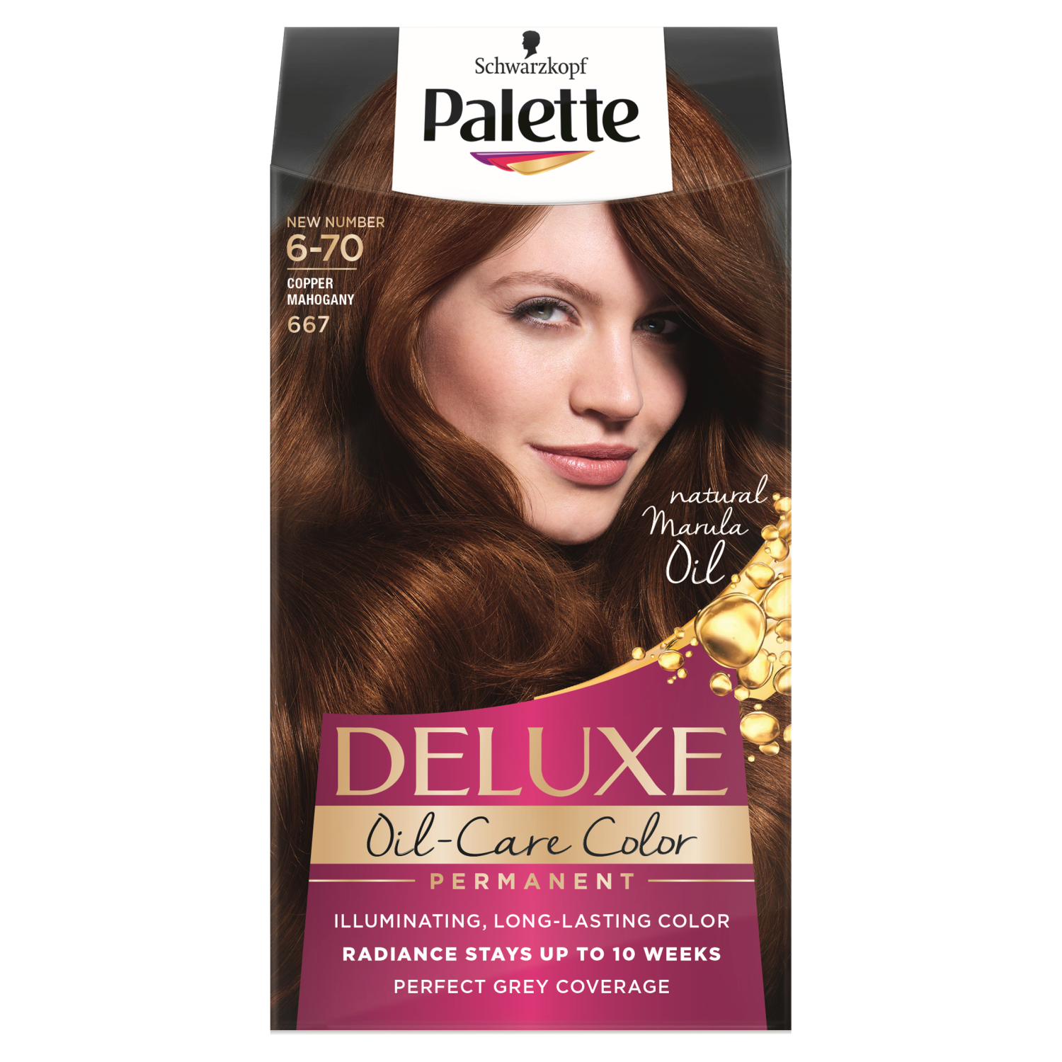 Palette Deluxe Oil-Care Color farba do włosów 6-70 (667) miedziany mahoń, 1 opak.