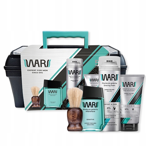 Wars Expert For Men Sensitive Set zestaw: woda po goleniu, 90 ml + pianka do golenia, 200 ml + balsam po goleniu, 125 ml + pędzel do golenia, 1 szt.