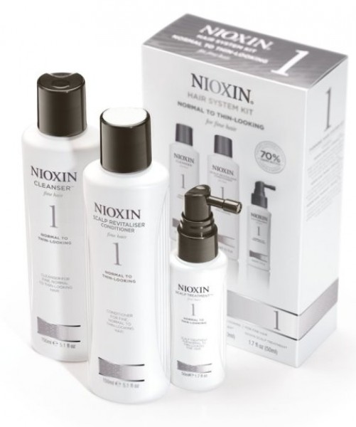 Nioxin System 1 SMALL zestaw do włosów naturalnych i lekko przerzedzonych: szampon, 150 ml + odżywka, 150 ml + kuracja, 50 ml 