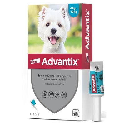 Krople na pchły i kleszcze ELANCO Advantix Spot-on Małe psy (4-10 kg) 1 ml