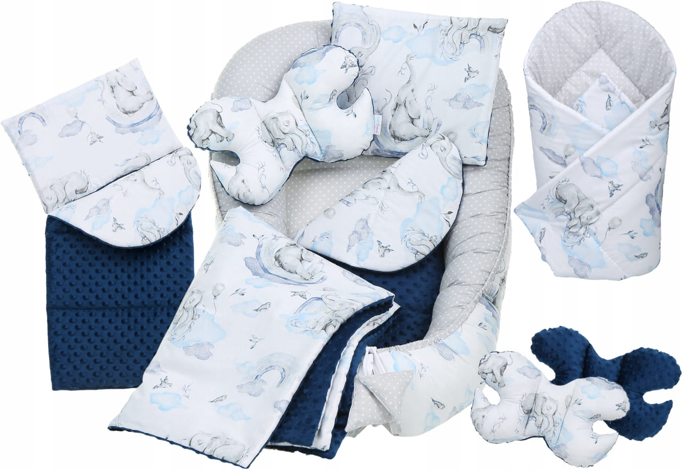 Babymam kokon niemowlęcy gniazdo kojec minky 7 el.