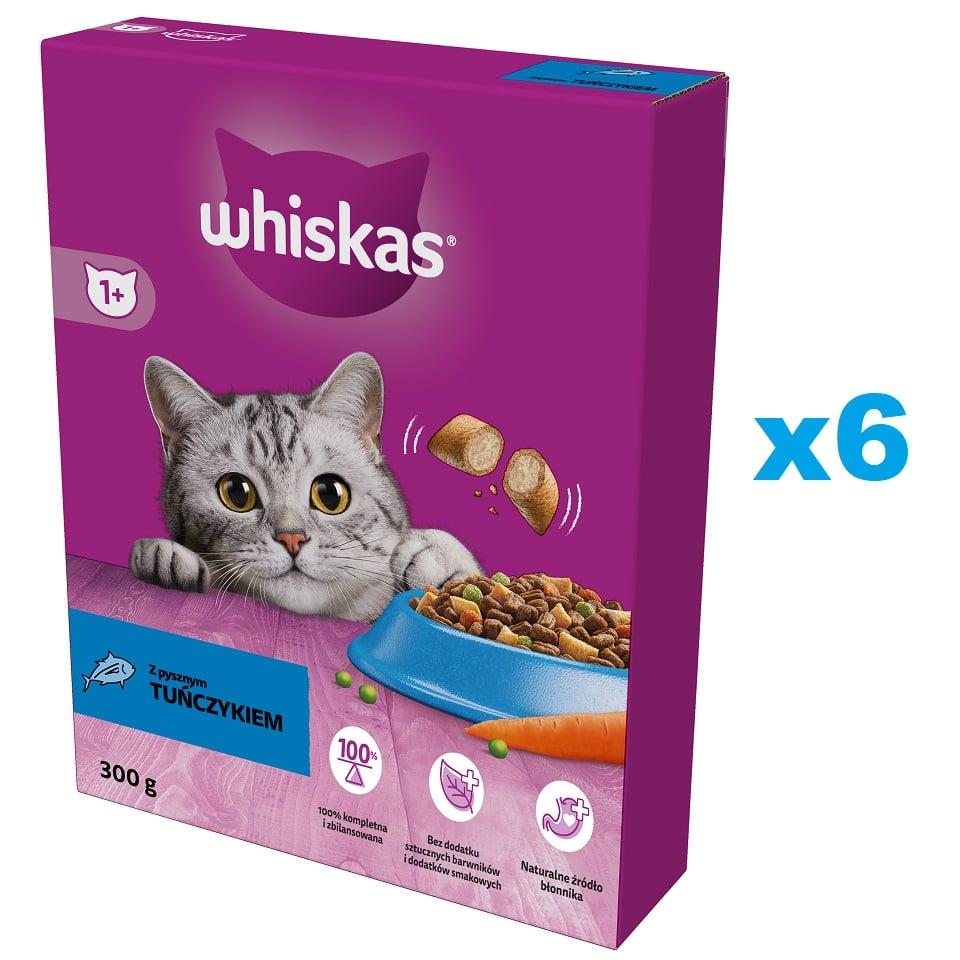 WHISKAS Adult 6x300g sucha karma dla dorosłych kotów z pysznym tuńczykiem