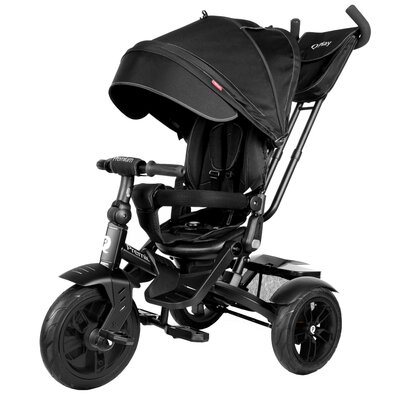 Trójkołowiec QPLAY Premium Siedzisko 360°, Pompowane koła Czarny