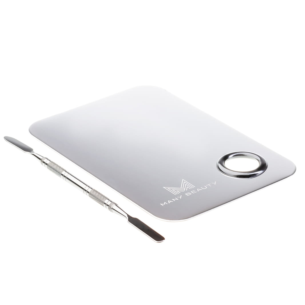 Many Beauty zestaw: prostokątna paletka do mieszania, 1 szt. + szpatułka, 1 szt.