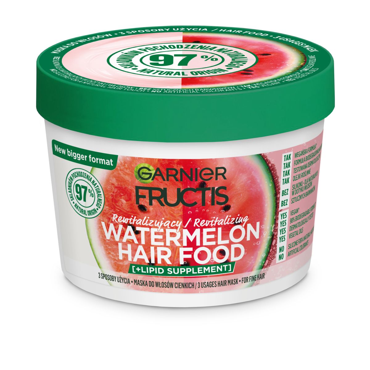 Garnier Fructis Watermelon Hair Food maska do włosów cienkich, 400 ml