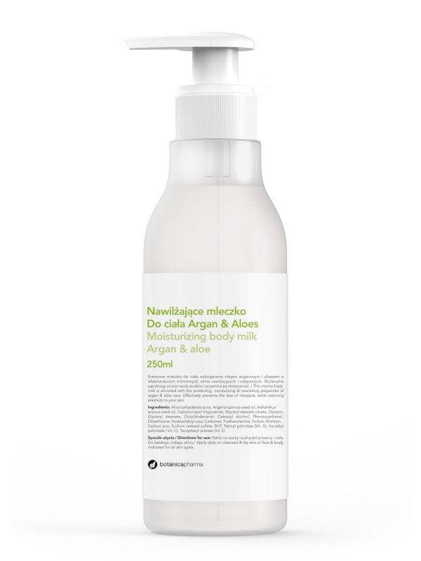 Botanicapharma Body Milk nawilżające mleczko do ciała Argan i Aloes, 250 ml