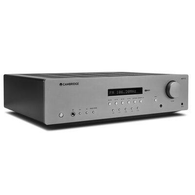 Amplituner Stereo CAMBRIDGE AUDIO AXR100D Srebrny, Bluetooth 5.0, Regulacja wysokich i niskich tonów, Tuner AM/FM/DAB