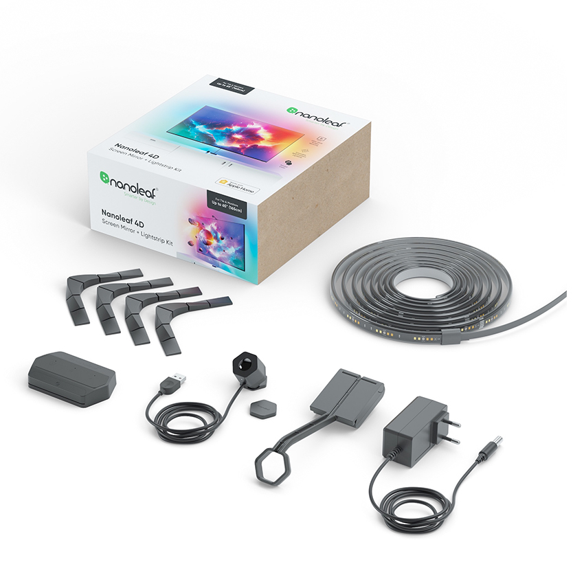 Nanoleaf 4D TV Screen Mirror Lightstrips Starter Kit - system inteligentnego podświetlenia ekranu TV do 65'' (kamera, 4m taśmy LED)
