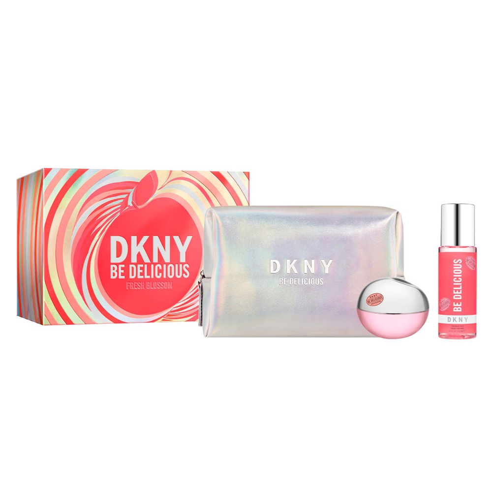 DKNY Be Delicious Fresh Blossom zestaw: woda perfumowana damska, 100 ml + mgiełka do ciała, 125 ml + kosmetyczka, 1 szt.