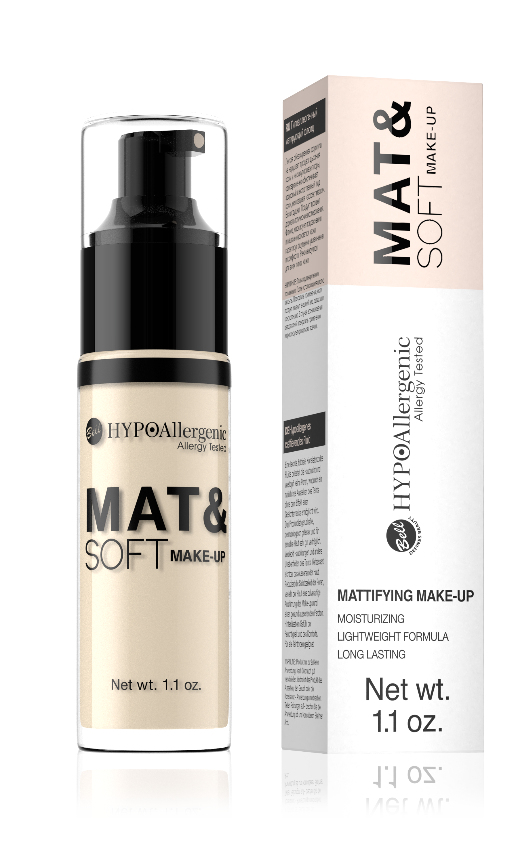 Bell HYPOAllergenic Mat & Soft matujący podkład do twarzy 01, 30 g