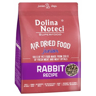 Karma dla psa suszona DOLINA NOTECI Superfood Junior Danie z królika 1 kg