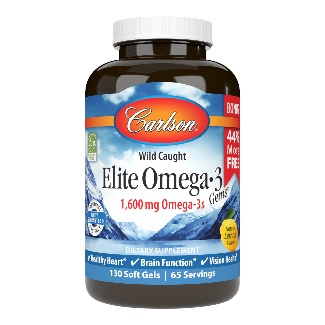Carlson Labs Elite Omega-3 zestaw: suplement diety, Omega-3 1600mg, Cytryna, 90 kaps./1 opak. + suplement diety, Omega-3 1600mg, Cytryna, 30 kaps./...