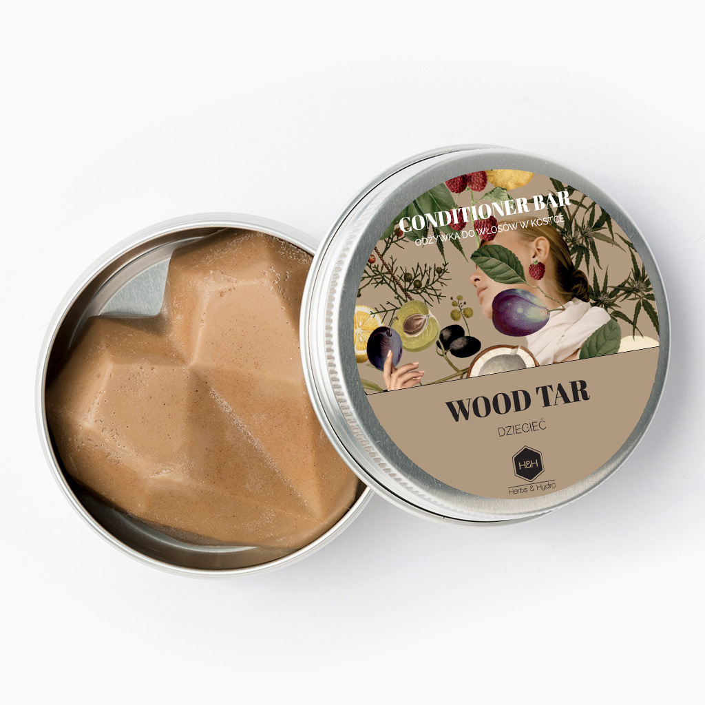 Herbs&Hydro Wood Tar odżywka w kostce do włosów, 40 g