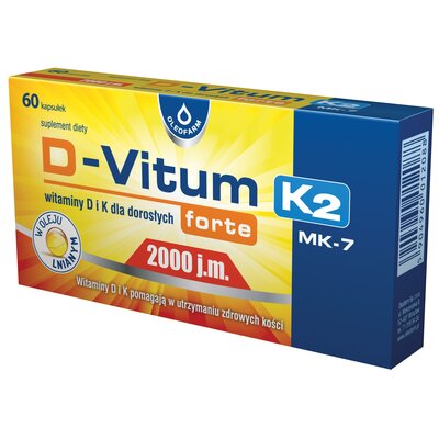 Kompleks witamin OLEOFARM D-Vitum K2 Forte 2000 j.m (60 kapsułek)