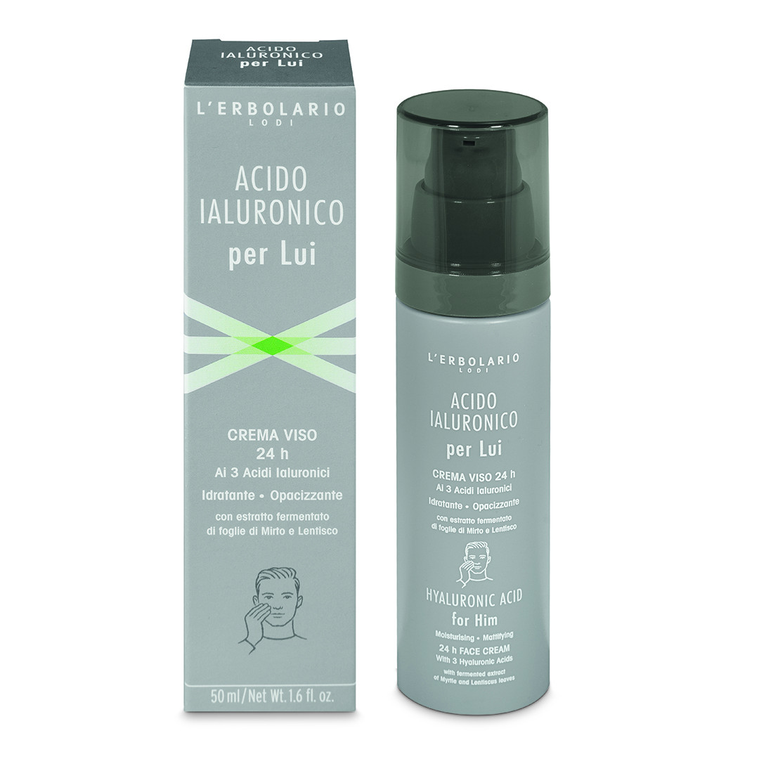L'Erbolario Acido Ialuronico per Lui nawilżający i matujący krem do twarzy 24h, 50 ml