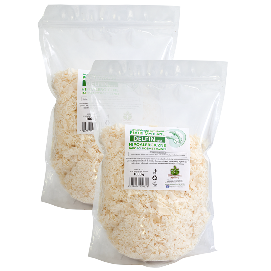 Powrót do natury Delfin Vege 100 % roślinne naturalne płatki mydlane hipoalergiczne, 1000 g