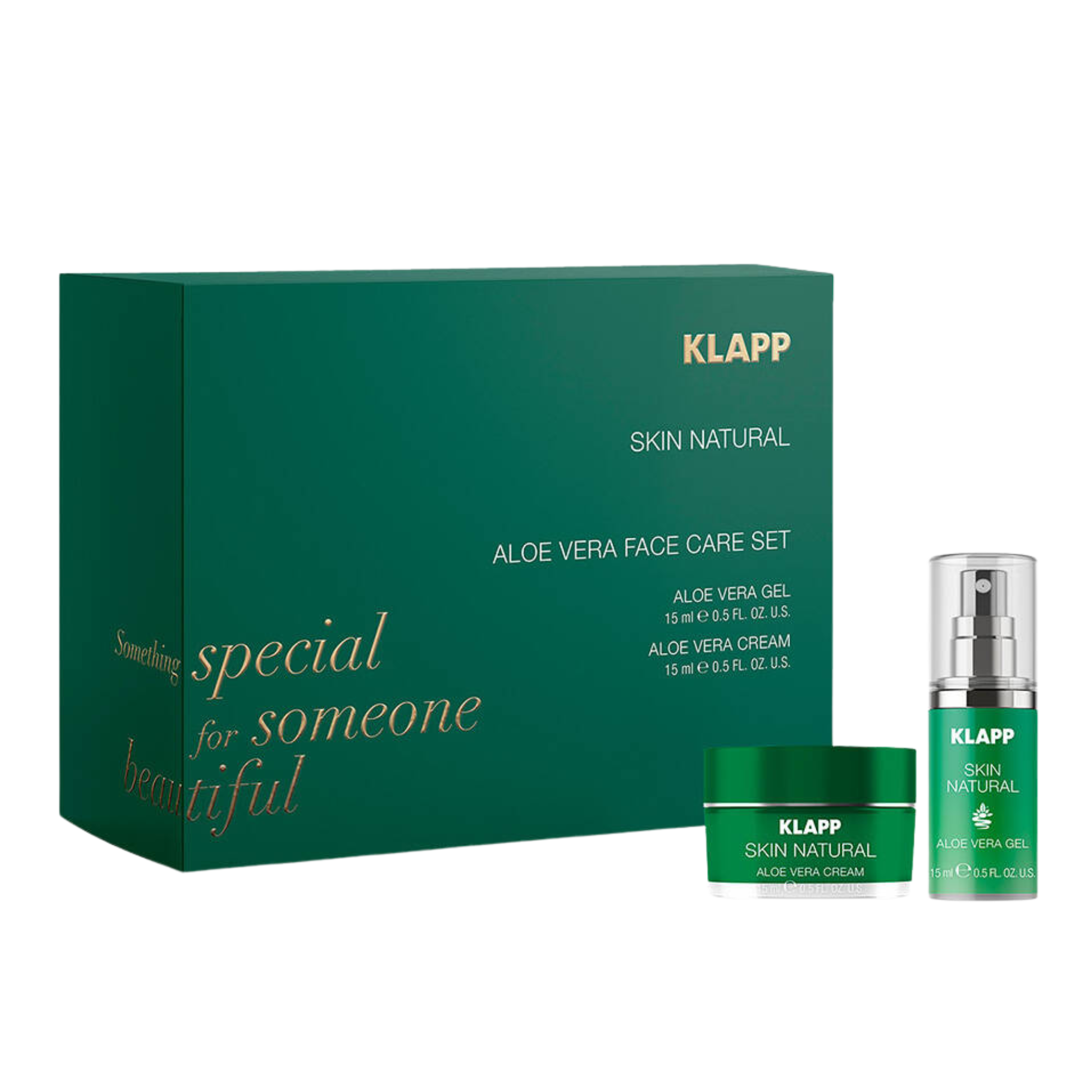 Klapp Skin Natural zestaw: żel aloesowy, 15 ml + krem do twarzy, 15 ml