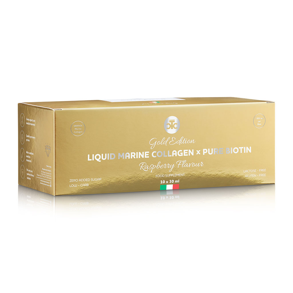The Collagen Company płynny kolagen morski z biotyną o smaku malinowym, 10x30 ml