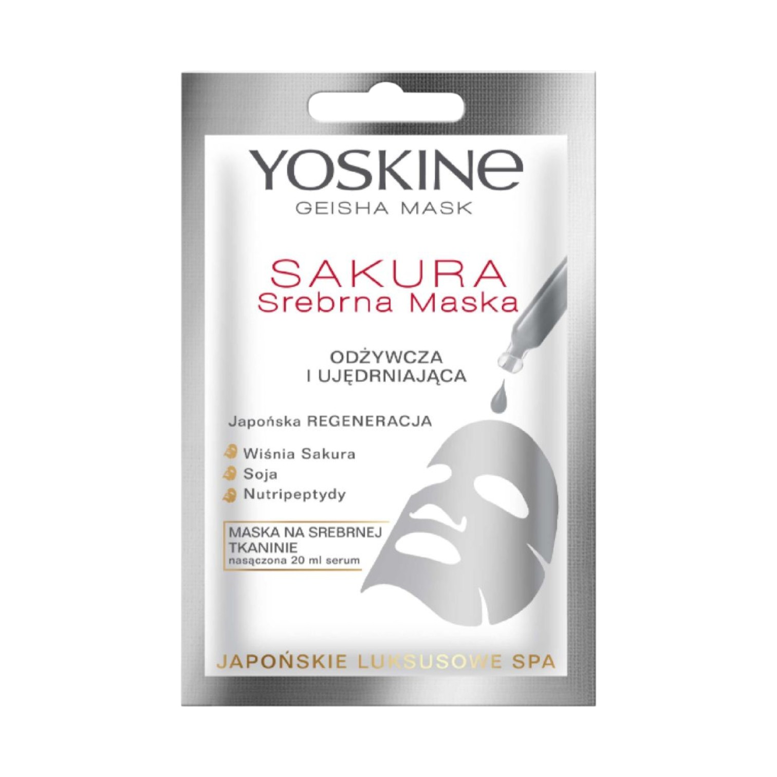 Yoskine Geisha Mask odżywcza i ujędrniająca srebrna maska do twarzy, 20 ml