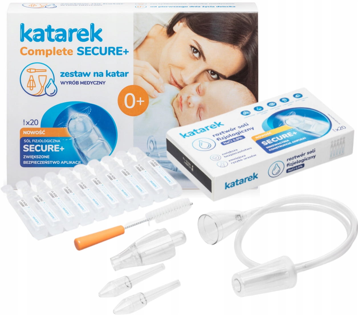 Katarek complete secure + aspirator do nosa + sól