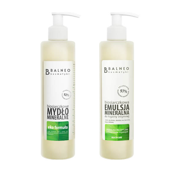 Balneokosmetyki zestaw: mydło mineralne w płynie, 250 ml + emulsja mineralna do higieny intymnej, 250 ml