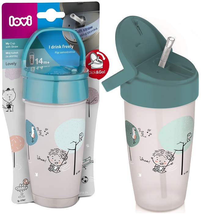 LOVI ACTIVE kubek ze słomką i uchwytem 350 ml