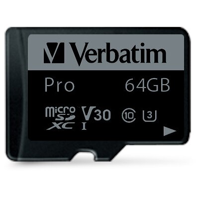 Karta pamięci VERBATIM Pro microSDXC 64GB + Adapter