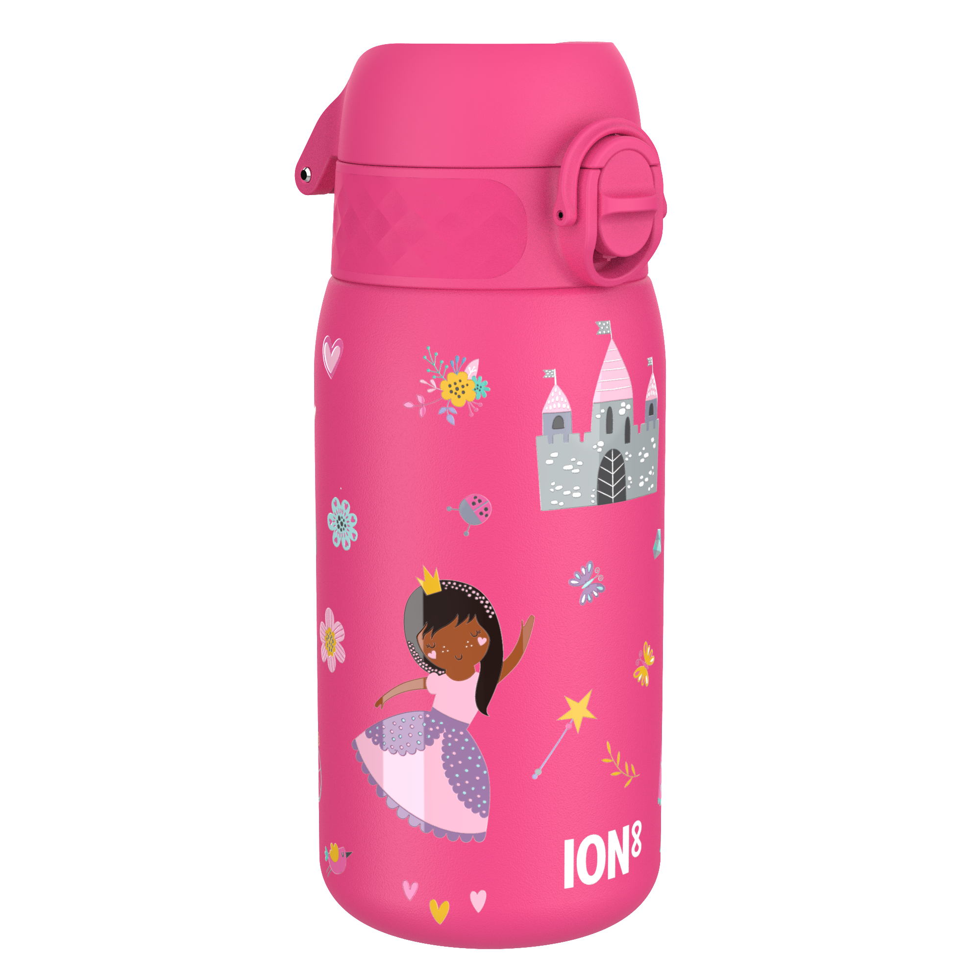 Ion8 bidon stalowy z ustnikiem Różowy w Księżniczki, poj. 400 ml, 1 szt.