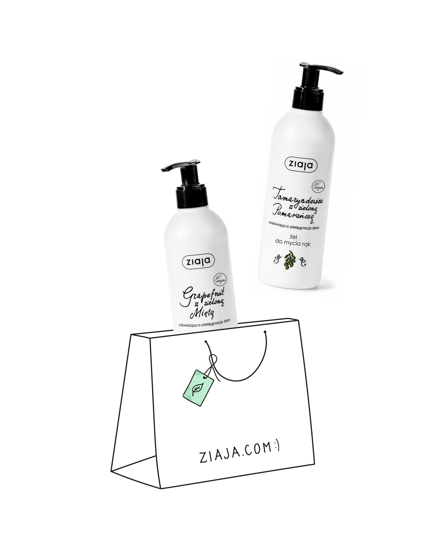 duet żel do mycia rąk grapefruit z zieloną miętą + żel do mycia rąk tamaryndowiec z zieloną pomarańczą Ziaja