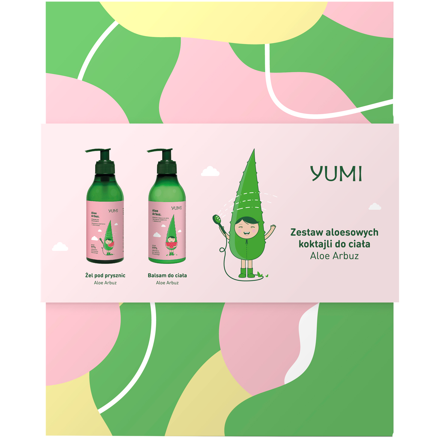 Yumi Aloe Arbuz zestaw: żel pod prysznic, 400 ml + balsam do ciała, 300 ml