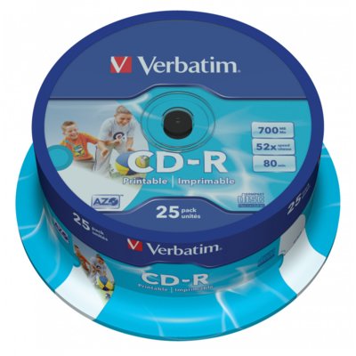 Płyta VERBATIM Azo Printable CD-R, 700 MB, 52x (25 szt.)