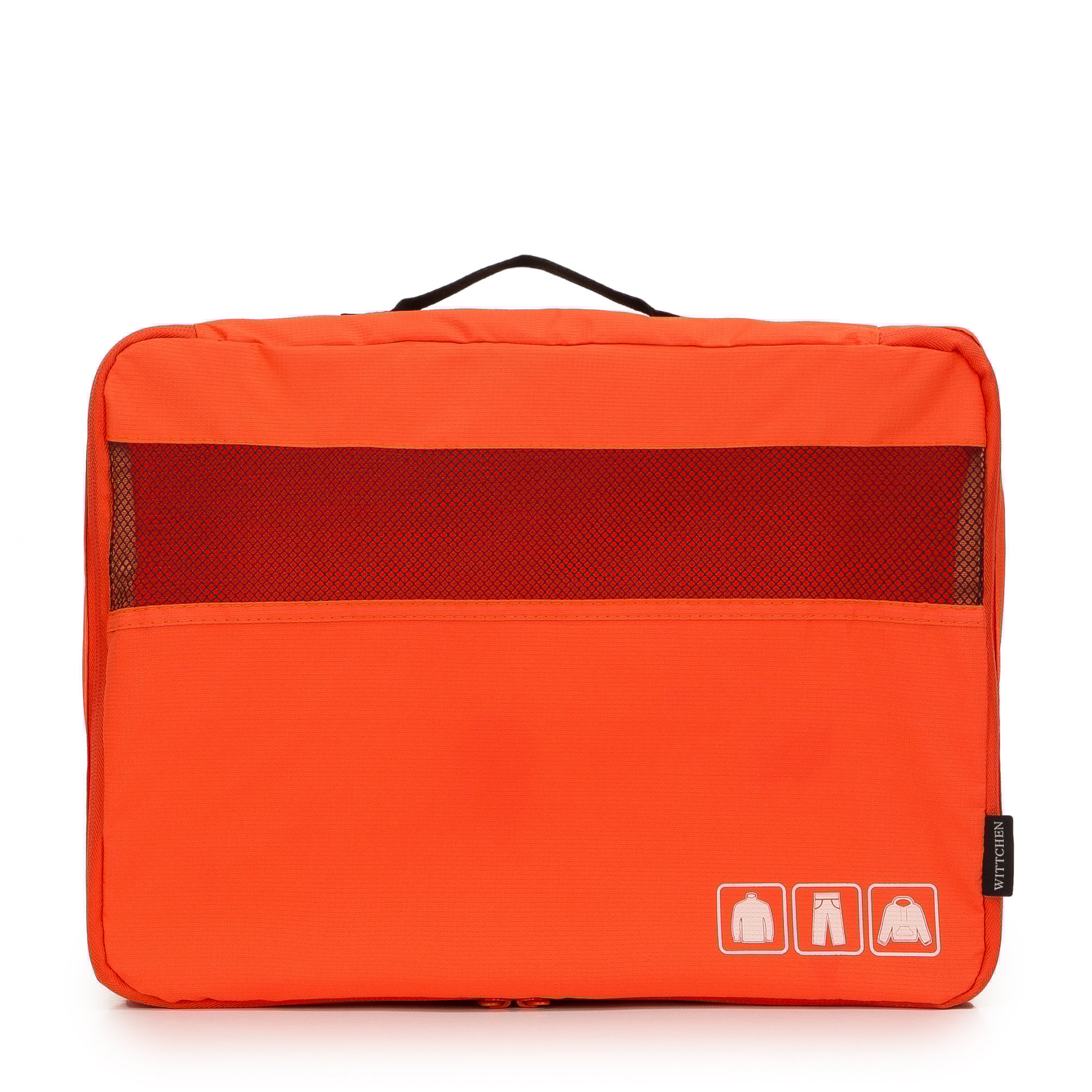 Zestaw organizerów podróżnych z wstawką z siatki pomarańczowy