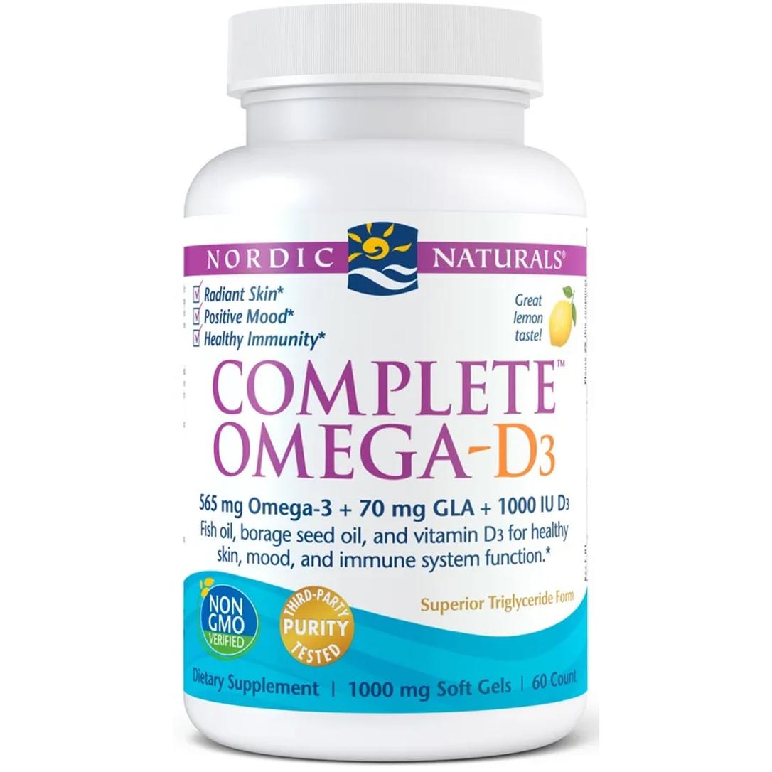 Nordic Naturals Complete OmegaD3 suplement diety z witaminą D3, 565mg, Cytryna, 60 kaps./1 opak.